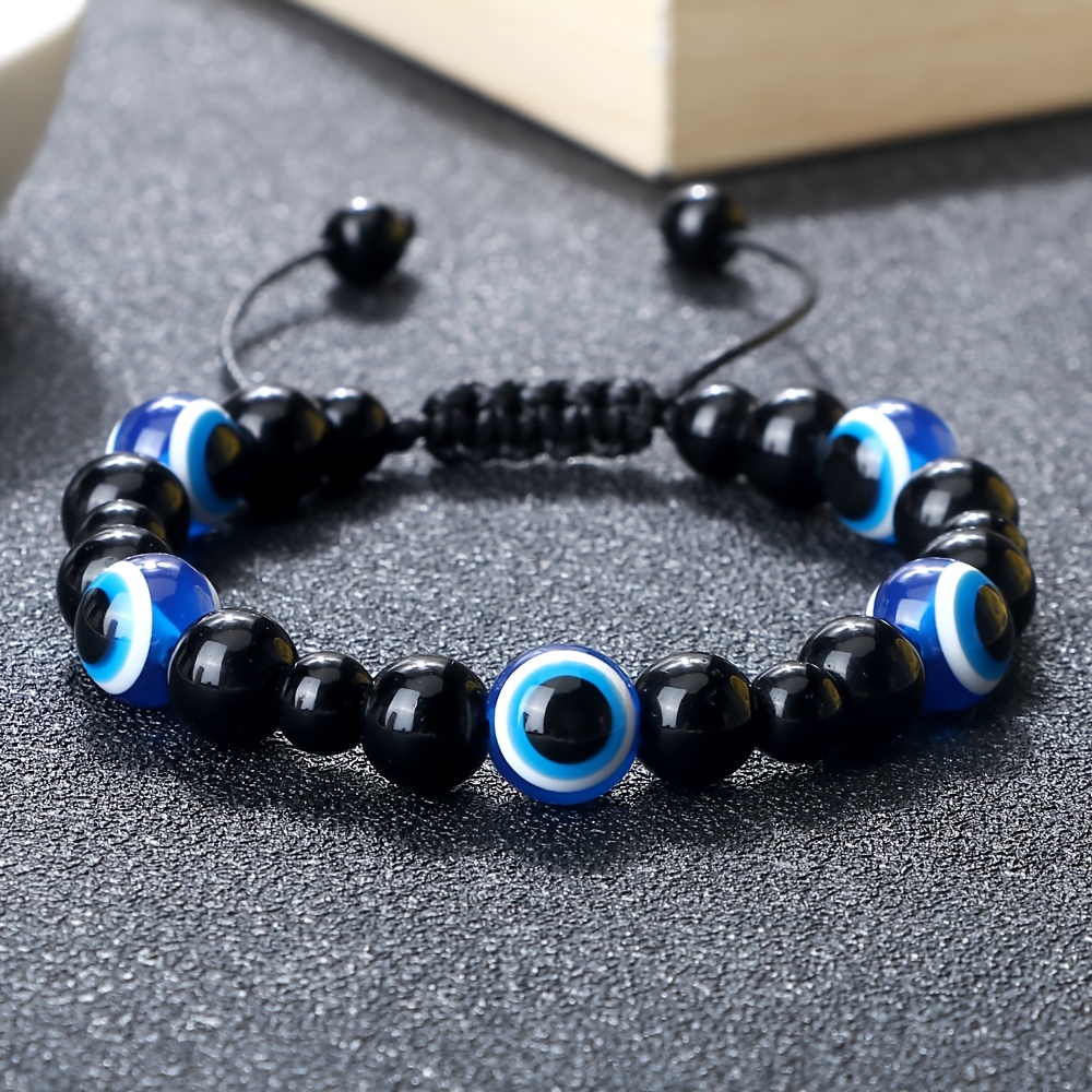 Devil'S Eye Bracelet Natural Stone Adjustable Bangle Vintage Style
